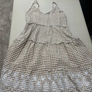 Jessica Simpson Brown and White Gingham Dress